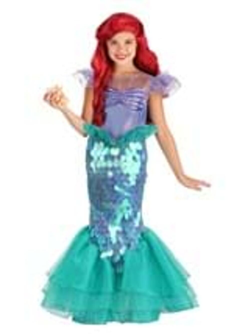 Disney Ariel The Little Mermaid Costume with Red Wig Complete Set Small 4-6